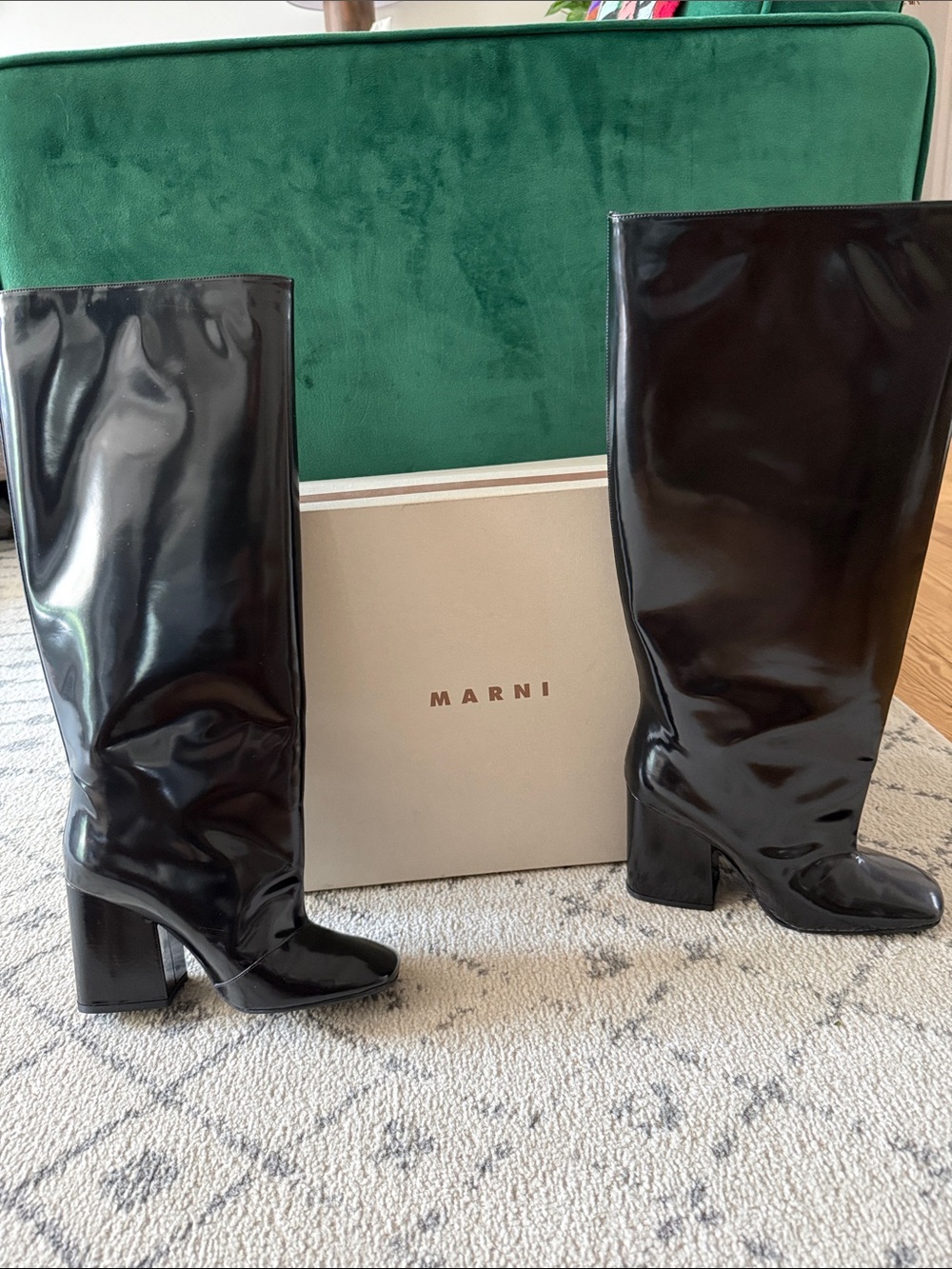 MARNI knee length block heel boots EUC- so cool!